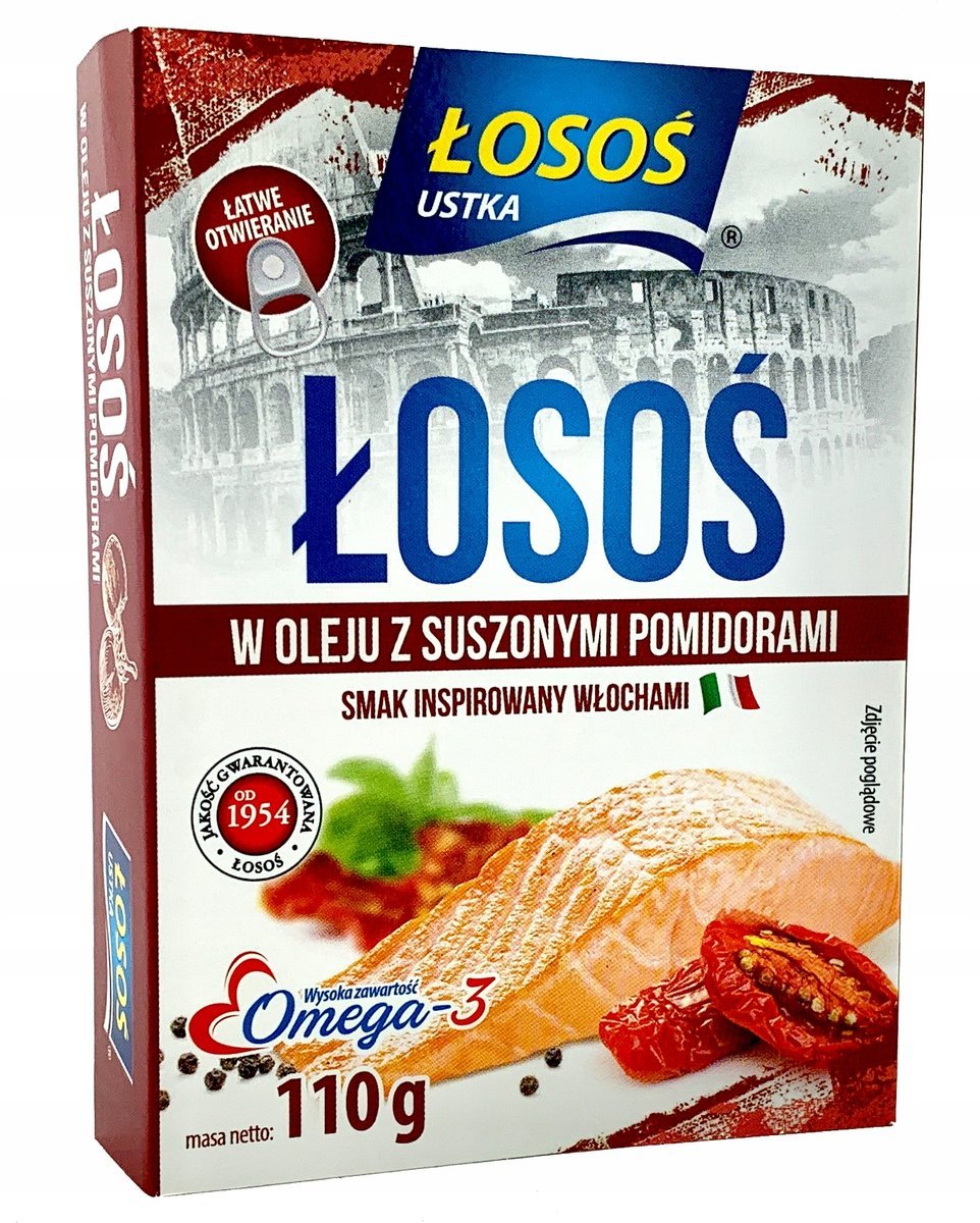 Konserwy Rybne Łosoś w oleju z suszonymi pomidorami Łosoś Ustka 110g