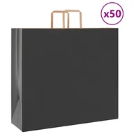 Zestawy upominkowe - vidaXL Torby papierowe 50 szt. z uchwytami Czarne 54x15x49 cm - miniaturka - grafika 1