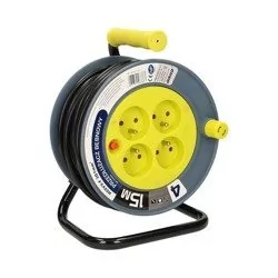 ORNO, MINI przedłużacz bębnowy polwinit H05VV-F 3x1mm2 - 15m, 4x2P+Z, limonkowy, OR-AE-1339/L, - Przedłużacze i rozgałęźniki - miniaturka - grafika 1