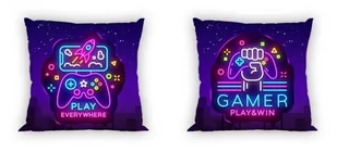 Faro Poszewka 40x40 bawełniana dwustronna na jasiek gamer neon 021_20211212144516 - Pościel dla dzieci - miniaturka - grafika 1