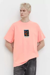 Koszulki męskie - Volcom t-shirt bawełniany x ARTHUR LONGO męski kolor różowy z nadrukiem - grafika 1