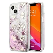 Etui i futerały do telefonów - Guess Peony Liquid Glitter - Etui iPhone 13 mini różowy GUHCP13SLGPEPI - miniaturka - grafika 1