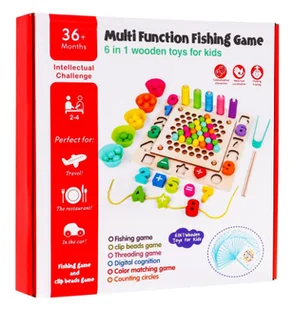 Drewniany zestaw gier edukacyjnych 6w1 dla dzieci 3+ Sorter łowienie rybek nauka liczb - Zabawki interaktywne dla dzieci Drewniany zestaw gier edukacyjnych 6w1 dla dzieci 3+ Sorter łowienie rybek nauka liczb - Zabawki interaktywne dla dzieci - miniaturka - grafika 5