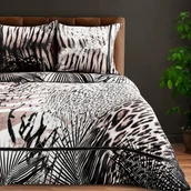 Pościel - Pościel satynowa EVA 160x200 Eva Minge Eurofirany jasnobrązowa czarna zwierzęcy print cętki zebra - miniaturka - grafika 1