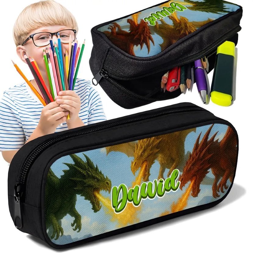 Piórnik TUBA z imieniem Ziejące Smoki Personalizowany Szkolny Prezent