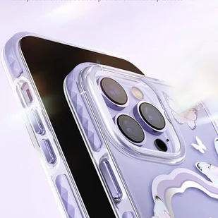 Kingxbar Butterfly Series magnetyczne etui iPhone 14 Pro MagSafe ozdobione nadrukem w motyle niebieskie - Etui i futerały do telefonów - miniaturka - grafika 6