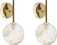 Oprawy, klosze i abażury - BELIANI Zestaw 2 lamp ściennych beżowy i złoty metalowy szklany klosz nowoczesny glam wygląd - miniaturka - grafika 1
