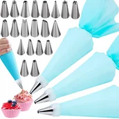 Pozostałe akcesoria kuchenne - 3x RĘKAW CUKIERNICZY DEKORATOR TORTÓW ZESTAW 28el DO DEKORACJI CIAST BAKE4 - miniaturka - grafika 1