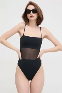 Stroje kąpielowe - Calvin Klein jednoczęściowy strój kąpielowy kolor czarny miękka miseczka - grafika 1