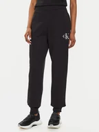 Spodnie sportowe damskie - Calvin Klein Jeans Spodnie dresowe Monologo J20J223590 Czarny Relaxed Fit - miniaturka - grafika 1