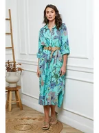 Sukienki - Fleur de Lin Lniana sukienka w kolorze turkusowym - miniaturka - grafika 1