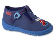 Buty dla chłopców - Kapcie dziecięce chłopięce domowe na zapinki granatowe Befado 540P001-21 - miniaturka - grafika 1