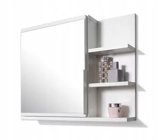 Biała szafka z lustrem, szafka łazienkowa, półki po prawej stronie - Szafki łazienkowe - miniaturka - grafika 1