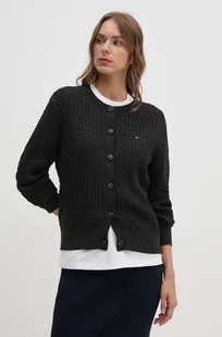 Tommy Hilfiger kardigan bawełniany kolor czarny lekki WW0WW43329 - Swetry damskie - miniaturka - grafika 1