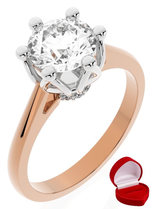 ZŁOTY PIERŚCIONEK ZARĘCZYNOWY 585 14k SZAFIR 1 ct RÓŻOWE ZŁOTO R10