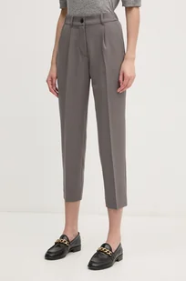 Sisley spodnie damskie kolor szary proste high waist - Spodnie damskie - miniaturka - grafika 1