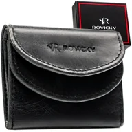 Portfele - Portfel męski skórzany cienki mały slim kompaktowy RFID prezent Rovicky czarny - miniaturka - grafika 1