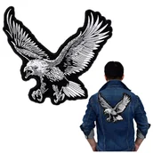 Pasmanteria - NASZYWKA ORZEŁ / JASTRZĄB haftowana Motocyklowa XXL DUŻA 30cm x 30cm - miniaturka - grafika 1