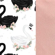 Śpiworki dla dzieci - LA MILLOU KOCYK DO FOTELIKA SAMOCHODOWEGO - JERSEY - MOONLIGHT SWAN - POWDER PINK VELVET - miniaturka - grafika 1