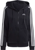 Bluzy damskie - Bluza damska adidas Essentials 3-Stripes Full-Zip Fleece czarna HZ5743-XS - miniaturka - grafika 1