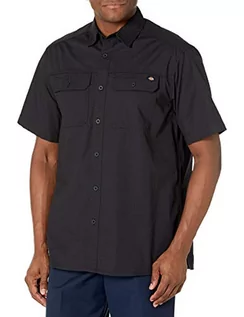 Koszulki męskie - Dickies Męska koszulka z krótkim rękawem Ripstop Work Shirt Short Sleeve Ripstop Work Shirt, Rinsed Black, 3XL - grafika 1