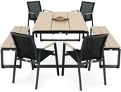 Meble ogrodowe - Zestaw mebli ogrodowych Vasto 4+1 z dwiema ławkami - miniaturka - grafika 1