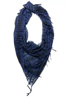 Granatowo-Czarna Arafatka, Duża Cienka Chustka -Pako Jeans- w Kratkę, z Frędzlami, Ponadczasowa - Apaszki i szaliki męskie - miniaturka - grafika 1
