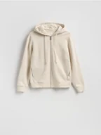 Bluzy męskie - Reserved - Rozpinana bluza z kapturem - beżowy - miniaturka - grafika 1