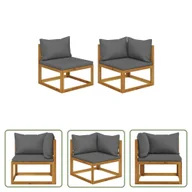 Meble ogrodowe - The Living Store 2-cz. zestaw wypoczynkowy - ciemnoszary - poduszki - lita akacja - Zestaw Sof - miniaturka - grafika 1