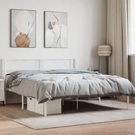 Łóżka - Metalowa rama łóżka z wezgłowiem, biała, 150x200 cm Lumarko! - miniaturka - grafika 1