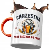 Kubki - Kubek Pomarańczowy Dla Chrzestnej na Urodziny z Nadrukiem ze Zdjęciem + Opakowanie na prezent (wzór 02) - miniaturka - grafika 1