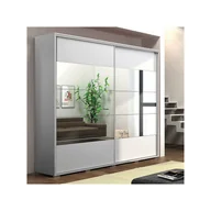 Szafy - Szafa Przesuwna 100 z Lustrem A17 Skąpski Meble Biały, Grafit, 245 cm - miniaturka - grafika 1