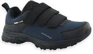 Buty dla chłopców - Sportowe buty młodzieżowe z materiału Softshell American Club WT182/24 Czarno Granatowe - miniaturka - grafika 1