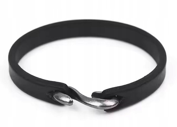Nowa męska bransoletka bransoleta skórzana, skóra naturalna 19,5cm - czarna