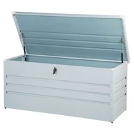 Skrzynie ogrodowe - Beliani Skrzynia ogrodowa stalowa biała 132 x 62 cm CEBROSA - miniaturka - grafika 1