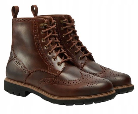 CLARKS TRZEWIKI MĘSKIE BRĄZOWE SKÓRZANE SZNUROWANE 47 2JŁA