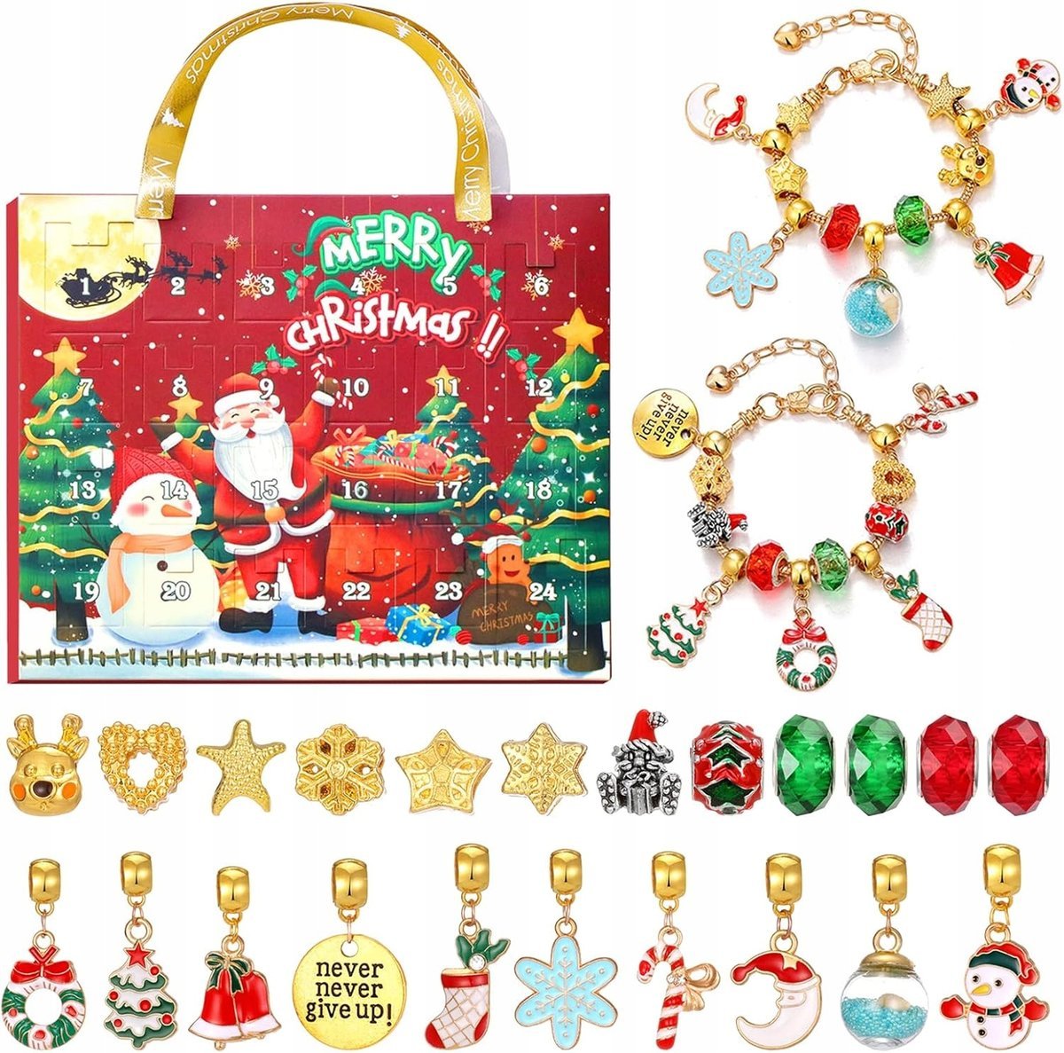 Kalendarz Adwentowy 2024 Akcesoria Do Biżuterii Bransoleta Prezent Święta