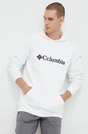 Bluzy męskie - Columbia bluza męska kolor biały z kapturem z nadrukiem - miniaturka - grafika 1