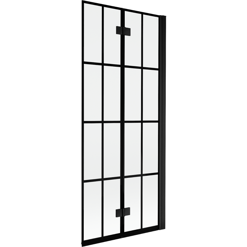 Mexen Mist parawan nawannowy 2-skrzydłowy prawy 80 x 150 cm, czarna kratka, czarny - 8A9-080-002-70-77-P