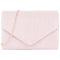 Torebki damskie - Torebka wieczorowa kopertówka błyszcząca brokatowa różowa - miniaturka - grafika 1