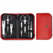 Pozostałe urządzenia kosmetyczne - Kellermann 52136 damski zestaw do manicure z prawdziwej skóry, czerwony - miniaturka - grafika 1