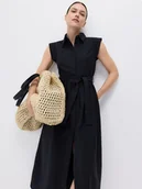 Sukienki - Reserved - Sukienka midi z wiązaniem - czarny - miniaturka - grafika 1