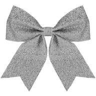 Ozdoby bożonarodzeniowe - Kokardka na choinkę 20 cm brokatowa ozdoba świąteczna zawieszka srebrna - miniaturka - grafika 1