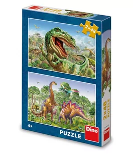 Puzzle 2 w 1 układanka z dinozaurami 2 x 48 elementów dla dzieci 4+ idealne na prezent - Puzzle - miniaturka - grafika 1