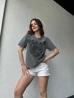 Koszulki i topy damskie - Koszulka Never z tygrysem - szary - miniaturka - grafika 1