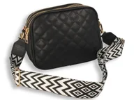 Torebki damskie - Torebka Damska Listonoszka Na Ramię Czarna z paskiem azteckim - miniaturka - grafika 1