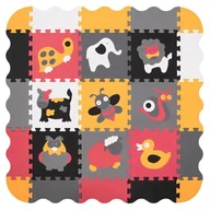 Maty piankowe - Humbi Mata edukacyjna Grube Puzzle piankowe 31,5 x 31,5 x 1 cm Kojec 90 x 90 cm Zwierzęta Zwierzątka Kolor biały szary czarny różowy pomarańczowy ko.. - miniaturka - grafika 1