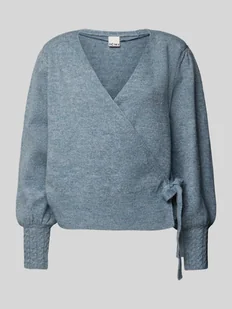 Sweter z dzianiny z wiązanym detalem model ‘HOLENE’ - Swetry damskie - miniaturka - grafika 1