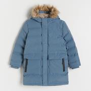 Kurtki i płaszcze dla chłopców - Reserved - Ocieplany płaszcz z kapturem - Niebieski - miniaturka - grafika 1