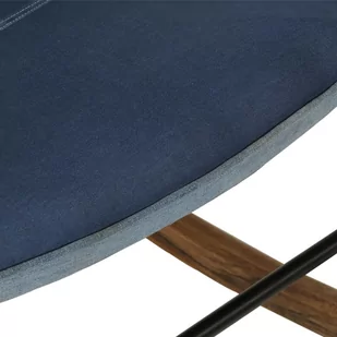 Fotel bujany z podnóżkiem, niebieski, jeansowy patchwork Lumarko - Fotele - miniaturka - grafika 2